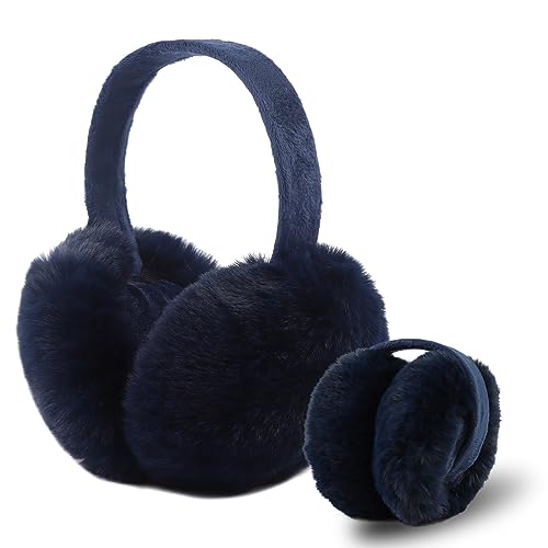XIAOHAWANG Modisch Damen Ohrenwärmer Winter Ohrenschützer Mädchen Flauschig Verstellbar Ohrschutz für Erwachsene Kinder(Marine) von XIAOHAWANG