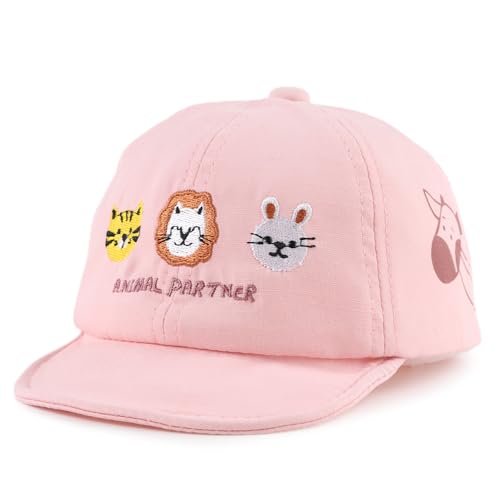 XIAOHAWANG Sommer Baby Baseball Cap Jungen Kleinkind Kappe mit Schöne Stickerei Frühling Baby Mädchen Schirmmütze (3-18Monate, Rose Animal Partner) von XIAOHAWANG
