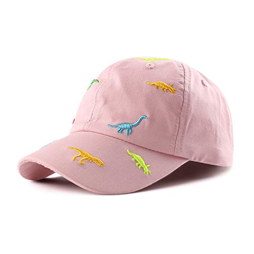 XIAOHAWANG Sommer Baseball Cap für Jungen Mädchen Verstellbar Sport Kappe Kinder Mit Dinosaurier-Stickerei Schirmmütze Kinder UV Schutz 2-6Jahren (as3, Age, 2_Years, 6_Years, (Rosa)) von XIAOHAWANG