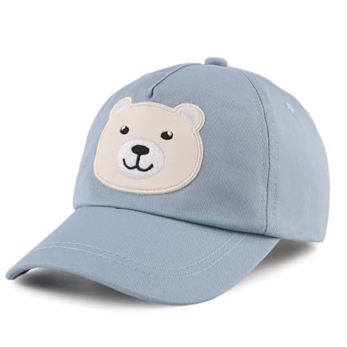 XIAOHAWANG Unisex Sommer Mütze Mädchen Sonnenschutz Baseball Cap Jungen Schirmmütze UV Schutz Basecap Kinder Kappe Frühling,Sommer (Blau bär, 6-24 Monate) von XIAOHAWANG