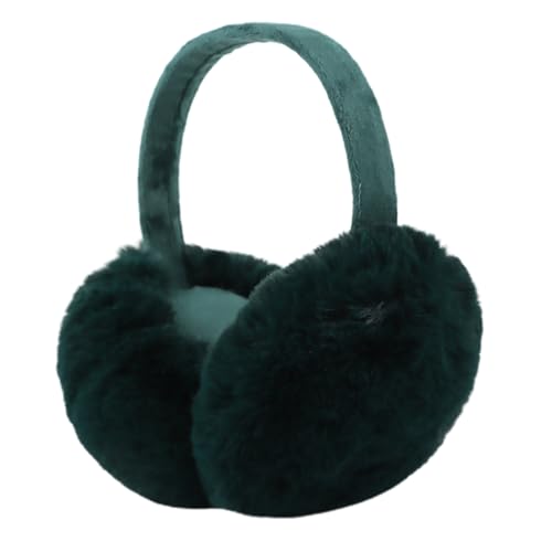 XIAOHAWANG Warme Winter-Ohrenschützer für Damen, flauschiger Ohrwärmer, faltbar, Outdoor-Ohrenschützer für Erwachsene, dunkelgrün, One size von XIAOHAWANG