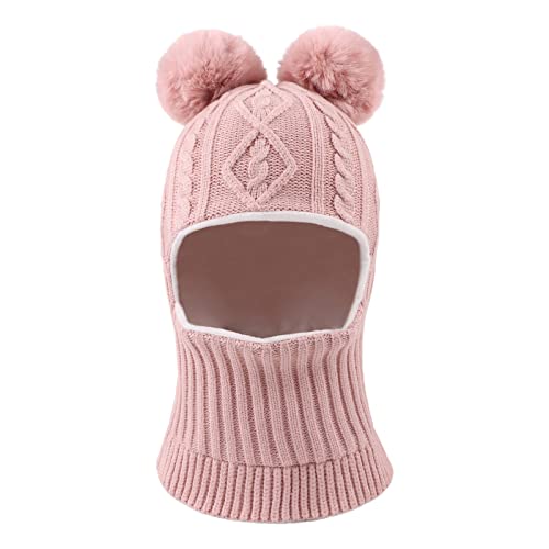 XIAOHAWANG Wintermütze Jungen Warme Strickmütze Mädchen Dicke Kindermützen Winddicht Kälteschutz Mütze für Baby, Kinder(Haut rosa, 6-36Monate) von XIAOHAWANG