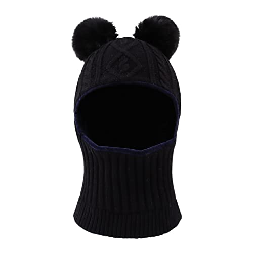 XIAOHAWANG Wintermütze Jungen Warme Strickmütze Mädchen Dicke Kindermützen Winddicht Kälteschutz Mütze für Baby, Kinder (as3, Age, 3_Years, 9_Years, Schwarz, 3-9Jahren) von XIAOHAWANG