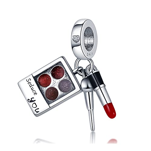 XIAOLW 2022 Frühling 925 Sterling Silber Niedliche Tierkollektion Schmetterling Libelle Silber Charm Perlen Anhänger Armbänder Schmuck für Frauen Emaille-Verarbeitung (Lippenstift und Make-up) von XIAOLW
