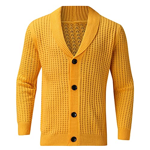 XIAOMEIO Herren Einfarbig Mesh Strickjacke Business Strickmantel Button Cardigan Sweatshirt Grobstrick Strickpullover Fleecejacke Übergangsjacke Herbst Pulli Atmungsaktiv Elastisch Mantel M-3XL von XIAOMEIO