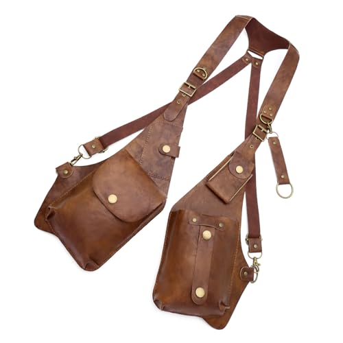 1.. Steampunk Anti Diebstahl Brustbeutel Verstellbares Schultergurt PU Leder Unisex Travel Essentials Mit Versteckter Tasche Gothic Retro Verstellbarer Riemenkiste Geldbörse 1.. Steampunk Anti Diebstahl Brustbeutel Verstellbares Schultergurt PU Leder Unisex Travel Essentials Mit Versteckter Tasche Gothic Retro Verstellbarer Riemenkiste Geldbörse von XIAOQENAN