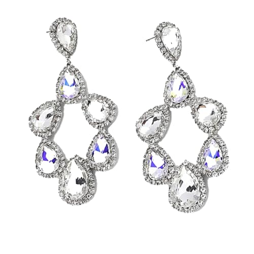 Drei Schicht Tränenstresssteine Dangle Ohrringe Eleganter Tropfen Ohrschmuck Tränenohrringe Mit Strasssteinen Für Frauen Bis Großer Kristall Dangle von XIAOQENAN