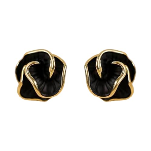 Elegante Camellias Studs Ohrringe Tragbares Accessoire Für Frauen Stilvoller Schwarzer Ton Mit Robusten Legierungsmaterialien Koreanischer Modeschmuck von XIAOQENAN