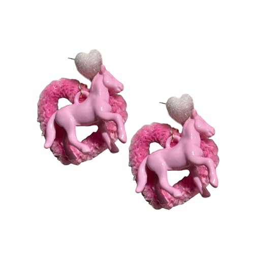 Elegante Pferde Ohrmanschetten/Ohrohrschsten Mit Herzheizen Ohrringen Für Modeliebhaber Mode Harzschmuck Für Mädchen Modische Ohrhörerzubehör von XIAOQENAN