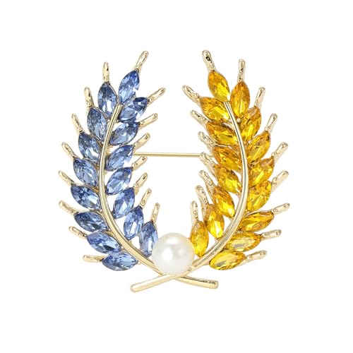 Eleganter Weizen Sheaf Brosche Pin Exquisites Weizenohr Revers Stecknadel Mit Funkelnden Steinen Für Frauen Mädchen Funkelnder Brosche Für Frauenanzug Oder Pullover von XIAOQENAN