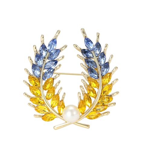 Eleganter Weizen Sheaf Brosche Pin Exquisites Weizenohr Revers Stecknadel Mit Funkelnden Steinen Für Frauen Mädchen Funkelnder Brosche Für Frauenanzug Oder Pullover von XIAOQENAN