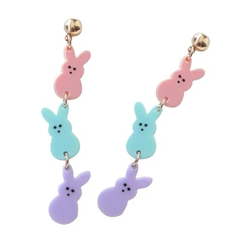 Handgefertigte Mehrfarbige Acrylkaninchen Dangle Ohrringe Für Frauen Girl Festival Juwely Mode Statement Ohrwäsche Kaninchenohrringe Ohrringe von XIAOQENAN