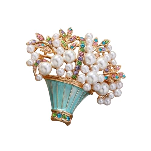 Handwerklich Blauer Blumenkorb Brosche Allergie Resistent Legierung Schmuck Mit Verriegelungsnadel Für Outfits Taschen Und Kappen Robuster Emaille Pin Für Outfits von XIAOQENAN