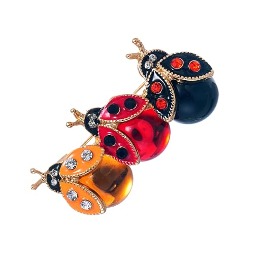 Hochglänzende Trio Ladybirds Pin Animal Schmuck Zinklegierung Broschen Für Ungezwungene Outfits Kinder Erwachsene Trendy Adybug Emaille Pin Set Set von XIAOQENAN