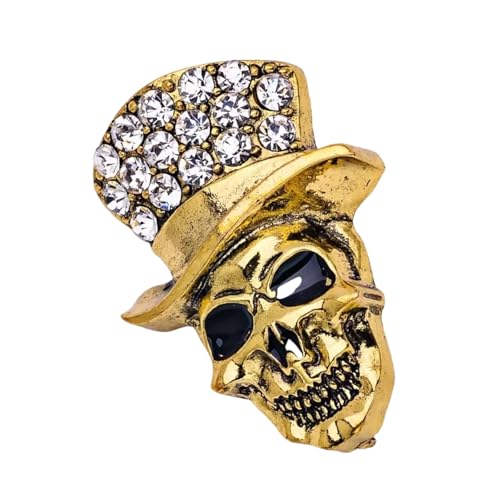 Künstlerischer Schädel Pin Handgefertigte Strasssteine ​​Detail Fashion Schmuck Anmutige Schädel Brosche Geeignet Für Stilvolle Outfits Vintage Legierung Skelett Schlange Pin von XIAOQENAN