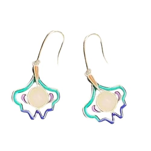 Luxuriöse Jades Grüne Perlen Quasten Ohrschmuck von XIAOQENAN