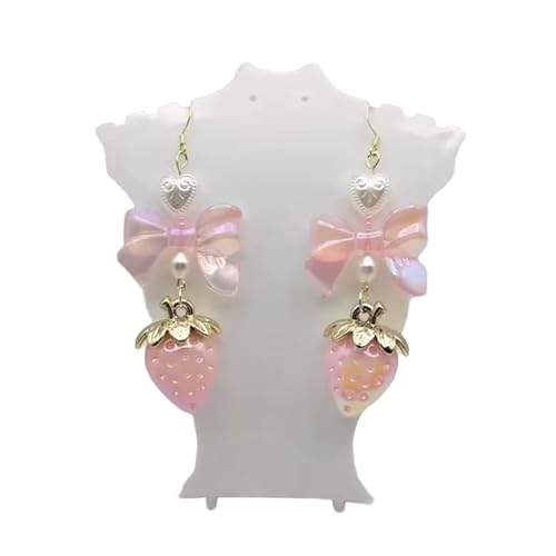 Mode Erdbeer Bowknot Ohrringe Accessoire Für Frauen Schöne Süße Legierungsohrringe Mit Stilvollem Polnischem Finish Bequem von XIAOQENAN