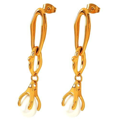 Praktische Perlen Ohrringe Einzigartige Drop Ohrringe Edelstahl Textur Ohrstollen Perfekt Für Mode Enthusiasten Präsentieren Edelstahlclip Auf Ohrzubehör von XIAOQENAN