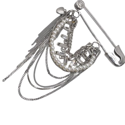 Retro Styles Legierung Brosche Pin Mit Nachahmungsperlen Einstellbare Kette Tassels Designs Unisex Fashion Accessoire Elegant Quasten Pin Accessoire von XIAOQENAN