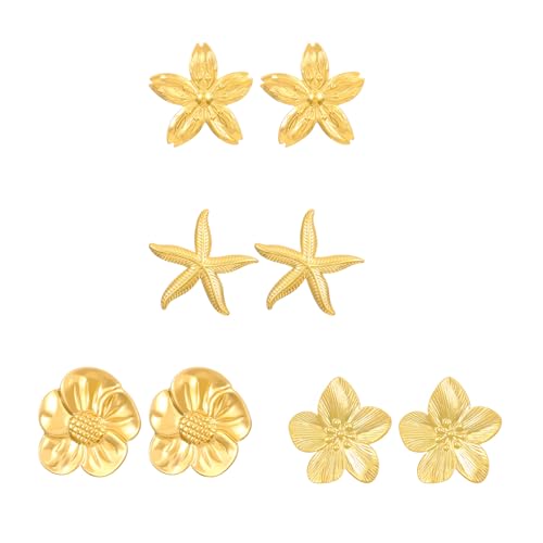 Schimmernde Goldene Blumenohrringe Modische Goldene Blumenohrringe Einzigartige Ohrstollen Schmücken Für Stilvolle Outfits Blumenmuster Schmuck Schimmernde Goldene Blumenohrringe Modische Goldene Blumenohrringe Einzigartige Ohrstollen Schmücken Für Stilvolle Outfits Blumenmuster Schmuck von XIAOQENAN