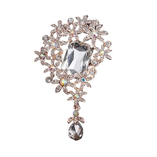 Stilvolle Kristalle Blumenbrosche Retro Stile Schmuck Mit Komplizierten Designs Robuste Legierungsmaterial von XIAOQENAN