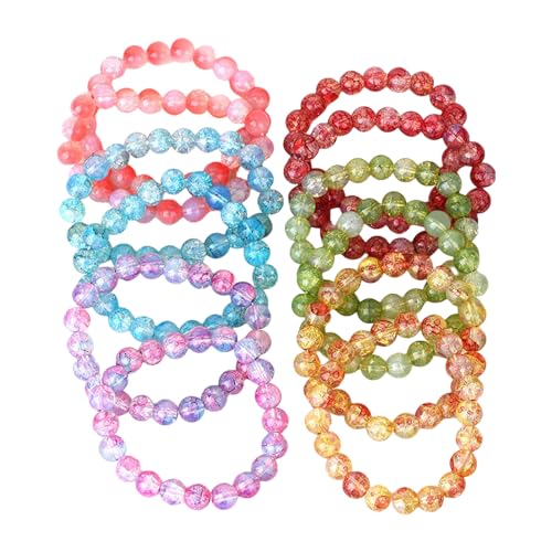 XIAOQENAN 12 Pieces Knistern Glasperlen Armband Fashion Perlen Armband Party Handgelenk Schmuck Glasur Textur Geeignet Für Damen Handgefertigt von XIAOQENAN
