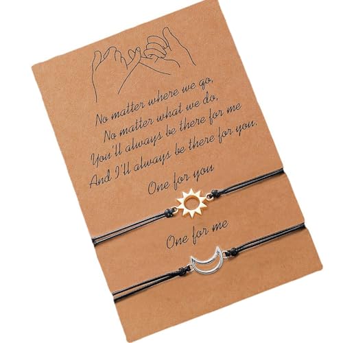 XIAOQENAN 2pcs Sun And Moon Paar Armbänder Accessoire Symbolisieren Für Immer Liebe Mit Schwarzem Design Für Romantikausdruck Geburtstagsgeschenkarmband von XIAOQENAN