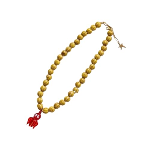 XIAOQENAN Animal Inspirierte Halskette Keramikglas Schlüsselbeutel Kette Einstellbare Länge Statement Schmuck Für Einzigartige Modeliebhaber Einzigartige Tintenfisch Pendellanhänger Halskette von XIAOQENAN