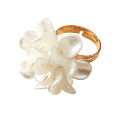 XIAOQENAN Deluxe Flower Designs Verstellbare Ringe Für Frauen Stilvoller Party Schmuck Geschenklegierung Acrylfinger Accessoire Elegant Camellia Flower Jewelry von XIAOQENAN