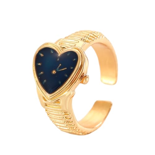XIAOQENAN Einzigartige Fingerringe Geometrische Verstellbare Herzform Öffnen Stilvoller Auffälliger Fingerschmuck Für Die Tägliche Retro Liebe von XIAOQENAN