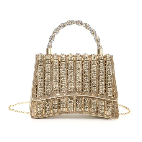 XIAOQENAN Elegante Abendtasche Mit Schimmernden Strasssteinen Für Hochzeitsfeiern Frauen Clutches Handtasche Geldbörse Mit Metallkettengurt Funkeln XIAOQENAN Elegante Abendtasche Mit Schimmernden Strasssteinen Für Hochzeitsfeiern Frauen Clutches Handtasche Geldbörse Mit Metallkettengurt Funkeln von XIAOQENAN