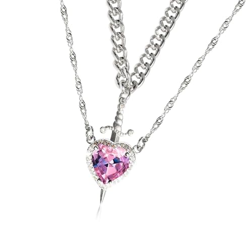 XIAOQENAN Elegante Herz Dolche Entwirft Halskette Stylish Heart Daggers Halskette Mit Kristallhighlight Für Besondere Anlässe Statement Halsketten Für Frauen von XIAOQENAN