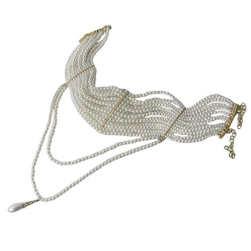 XIAOQENAN Elegante Mehrschichtige Halskette Kombiniert Perlen Und Quasten Designs Für Moderne Weibliche Stilvolle Outfits Trendy Layers Halskette von XIAOQENAN