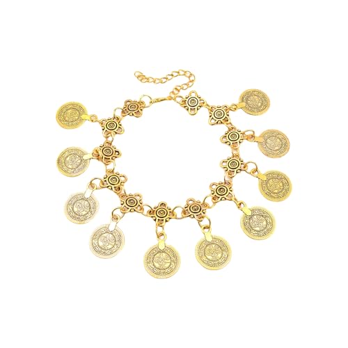 XIAOQENAN Ethnische Stammesmünze Quasten Quellen Verstellbare Frauen Fußketten Mode Armbandmangeln Für Strandpartys Und Lässige Outfits Modearmband von XIAOQENAN