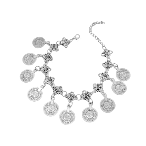 XIAOQENAN Ethnische Stammesmünze Quasten Quellen Verstellbare Frauen Fußketten Mode Armbandmangeln Für Strandpartys Und Lässige Outfits Modearmband von XIAOQENAN