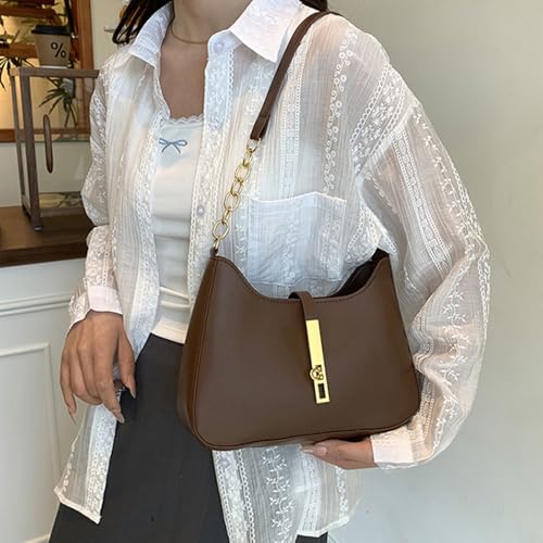 XIAOQENAN Frauen Bag Pu Leder Achsel Trendige Handtasche Mode Pendeln Koreanische Stile Unterarm Einfacher Schulter Frauen Achsel Einfacher Schulter PU Leder Unterarm Freizeit Handtasche von XIAOQENAN