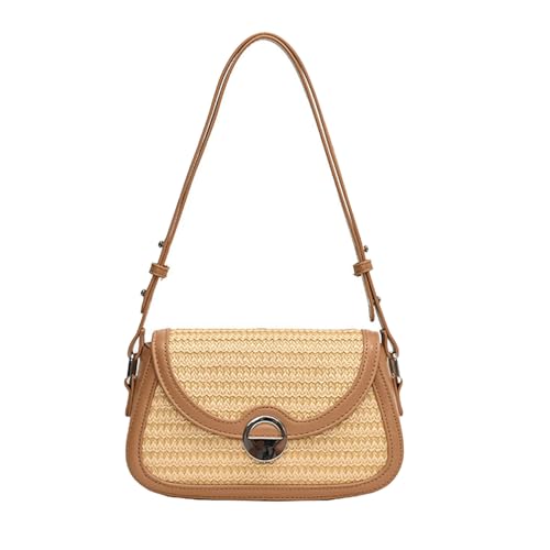 XIAOQENAN Frauen Handtasche Stroh Strandtasche Handgewebte Botener Tasche Retro Schulter Crossbody Urlaub Für Tägliche Reisen Frauen Crossbody Retro Stroh Strand Mode Schulter Handgewebtes Handtasche von XIAOQENAN