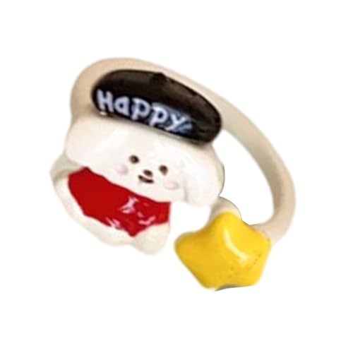 XIAOQENAN Fun Animal Inspirierte Verstellbare Fingerringe Set Für Paare Einzigartige Cartoon Hunde Katzen Schmuck Geschenke Ideen Täglich Verwenden Sie Legierung Cartoon Cats Hund von XIAOQENAN