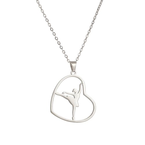 XIAOQENAN Gymnastik Herz Halskette Hohlkette Anhänger Halskette Trendy Neckschmuck Edelstahl Textur Für Jugendliche Frauen Präsentieren Künstler von XIAOQENAN