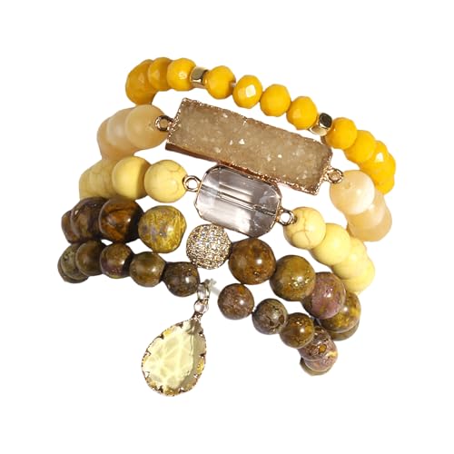 XIAOQENAN Handgefertigte Schmuckperlen Armband Verstellbares Charmearmband Künstlerischer Stein Für Komfort Und Stile In Jeder Gelegenheit Stapelbare Armbänder von XIAOQENAN