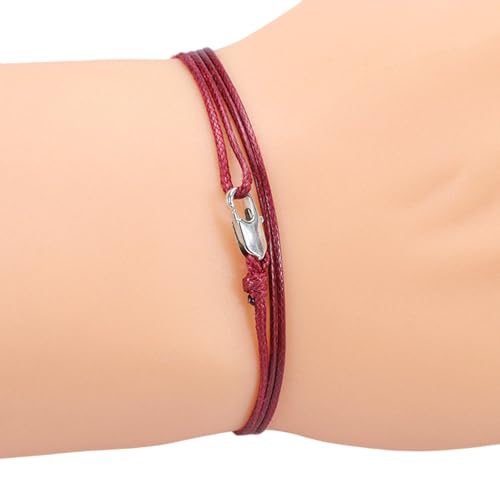XIAOQENAN Handgefertigtes Vintage Wachskabel Mit Weichem Kupferverschluss Hautfreundlicher Verstellbarer Schmuck Für Männer Frauen Alltag Retro Layere Armband Für Den Täglichen Verschleiß von XIAOQENAN