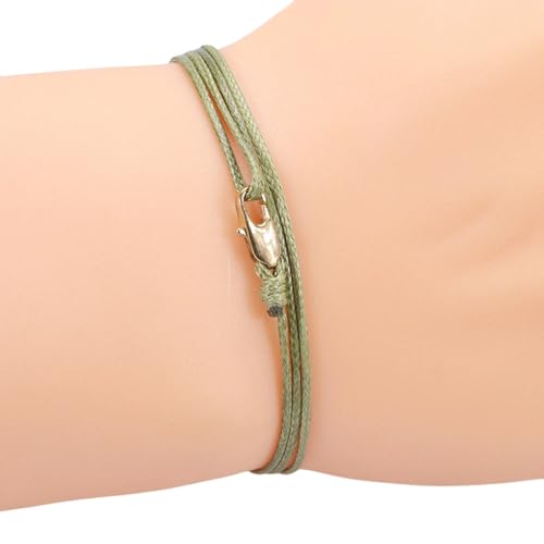 XIAOQENAN Handgefertigtes Vintage Wachskabel Mit Weichem Kupferverschluss Hautfreundlicher Verstellbarer Schmuck Für Männer Frauen Alltag Retro Layere Armband Für Den Täglichen Verschleiß von XIAOQENAN