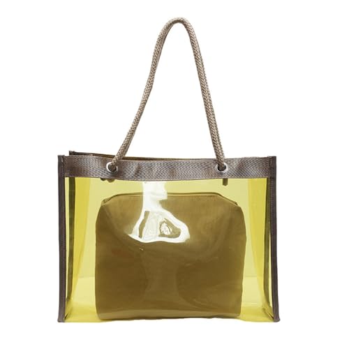 XIAOQENAN Klare PVC Handtasche Große Kapazität Praktische Umhängetasche Und Make Up Beutel Für Arbeitspendler Oder Strandurlaub PVC Transparent Handtasche von XIAOQENAN