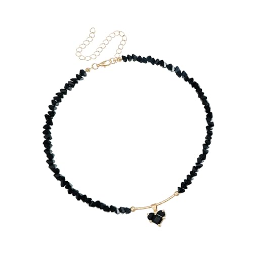 XIAOQENAN Love Themed Strasssteine Halskette Mit Premium Glasperlen Vielseitige Schlüsselbeutelkette Für Lässige Oder Formale Outfits Handgefertigte Kristall Herzkette von XIAOQENAN