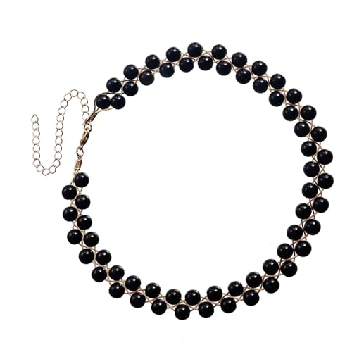 XIAOQENAN Luxuriöse Faux Perlen Perlen Schlüsselbeinkette Einstellbare Länge Chokerschmuck Für Frauen Eleganter Hochzeitsschloss Kette Abend Event Halskette von XIAOQENAN