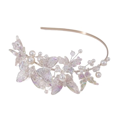 XIAOQENAN Mehrschichtige Perlen Verschönerte Bequeme Harzkristall Stirnbandhaarschmuck Für Frauen Täglich Tragen Besonderer Anlass Pearls Brauthaar Clip von XIAOQENAN