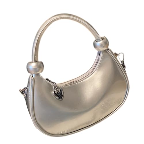 XIAOQENAN Mode 2025 Hochglänzende Tasche Tasche Abnehmbarer Kettenriemen PU Crossbody Taschen Freier Arbeit Schulterhandtasche Für Frauen Stilvolle Crossbody Geldbörse Für Partys von XIAOQENAN