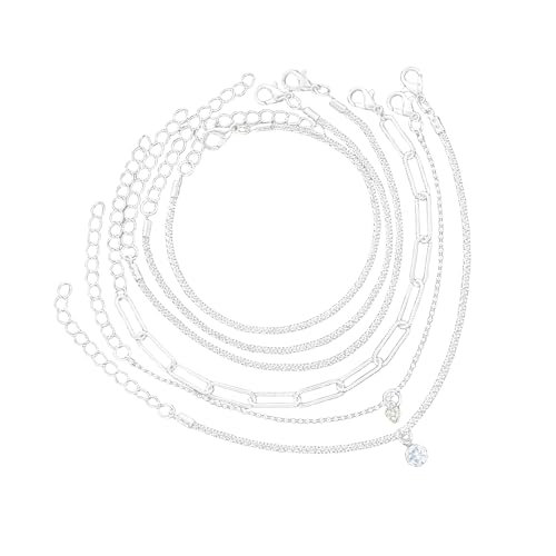 XIAOQENAN Mode 6 Stücke Funkelnde Armband Set Verstellbarer Handkette Mehrschicht Für Lady Girls Hochzeiten Und Partys Zinklegungshandgelenk Kette von XIAOQENAN