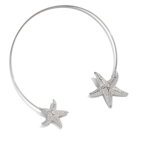 XIAOQENAN Mode Blumen Offene Neckketten Handgefertigte Verstellbare Schlüsselbeutelkette Mode Accessoire Für Strandliebhaber Metallblume Halskette von XIAOQENAN