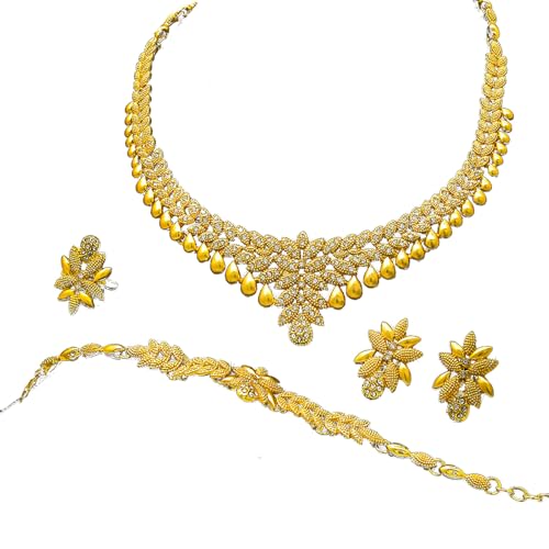 XIAOQENAN Mode Goldene Farbe Anhänger Schmuck Ensembles Handgefertigte Ohrringe Halskette Armreifen Ringe Braut Accessoires Brautschmuck Kollektion von XIAOQENAN